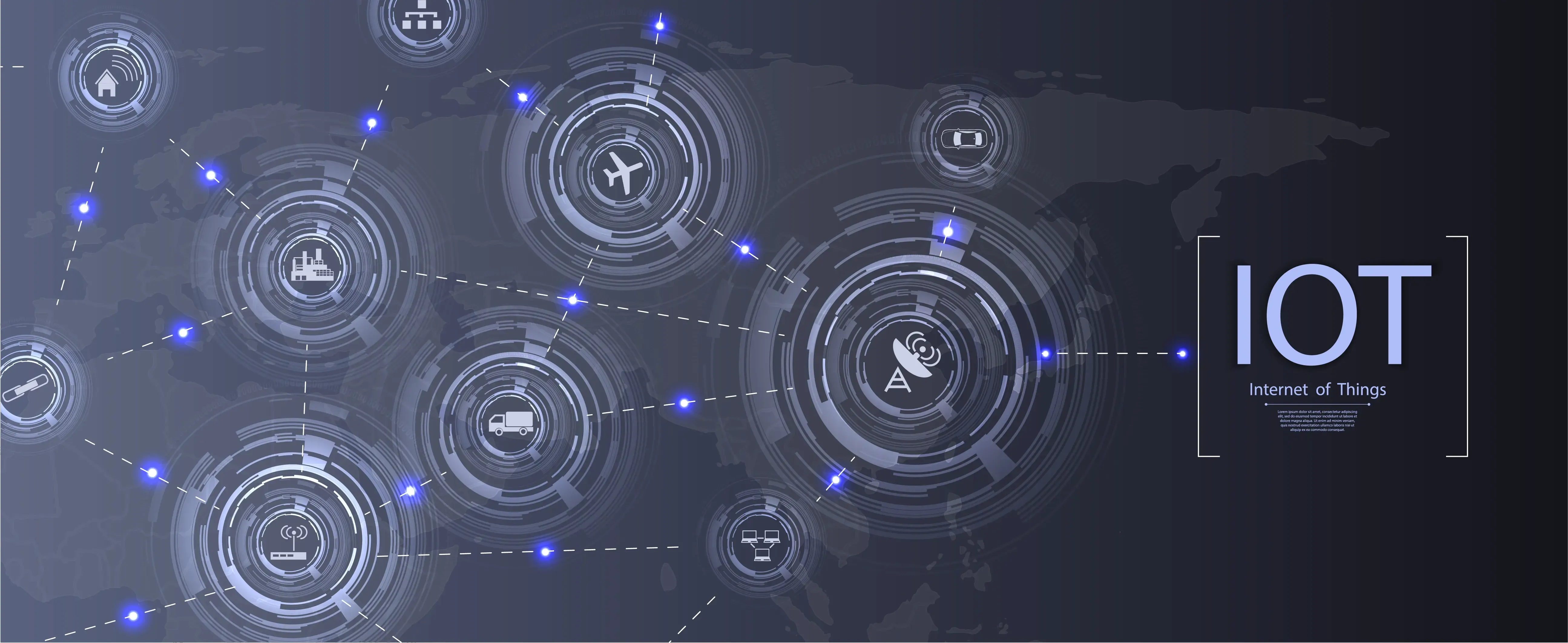 Internet of things iot and networking concept for connected devices spider web of network connections with on a futuristic blue background eps10