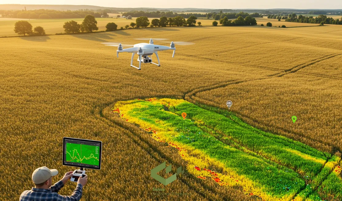 A farmer using NDVI imagery on his farm