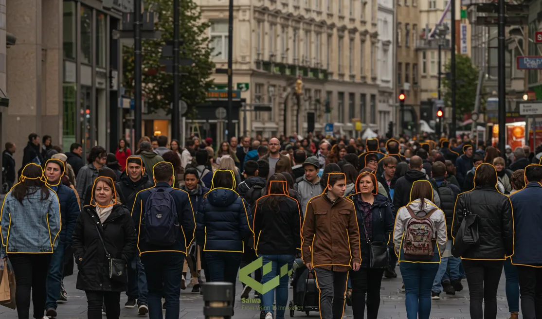 People walking in the streeet and box annotation example