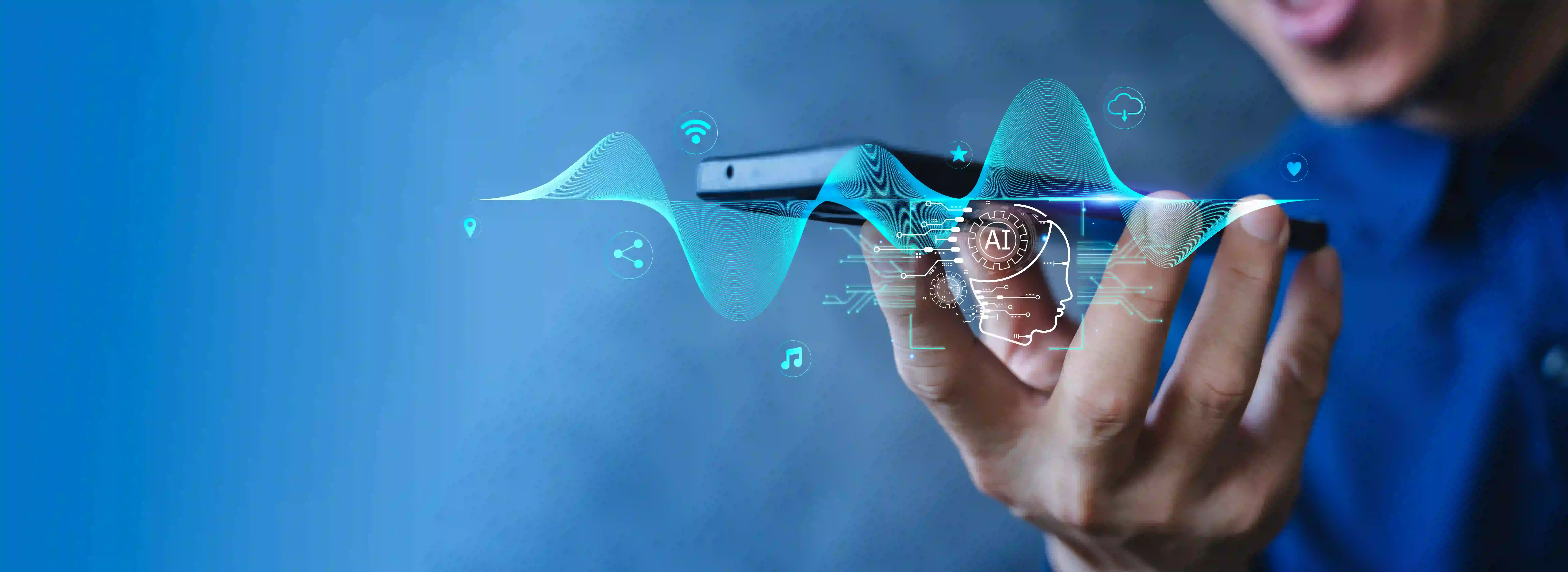 ai voice assistant smartphone with digital sound wave cloud connectivity